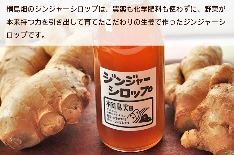 ginger ジンジャーシロップ 生姜 桐島畑 桐島 しまんと 四万十 高知 国産 手作り 温活