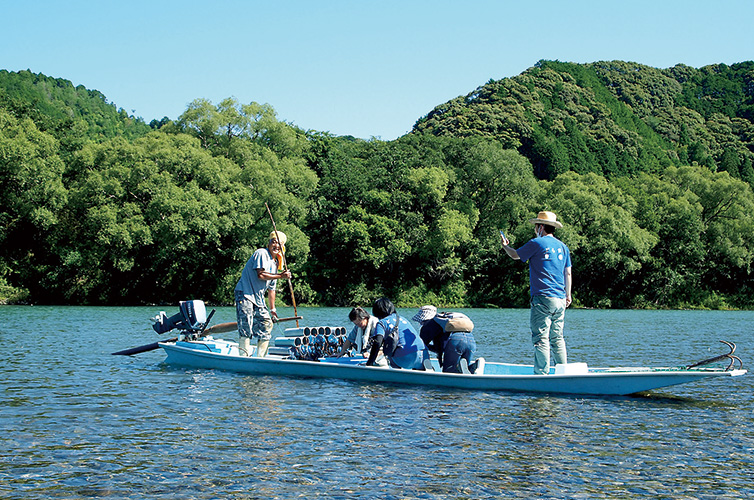 四万十 四万十川 天然川エビ 手長エビ 川の幸 川漁 river 川船