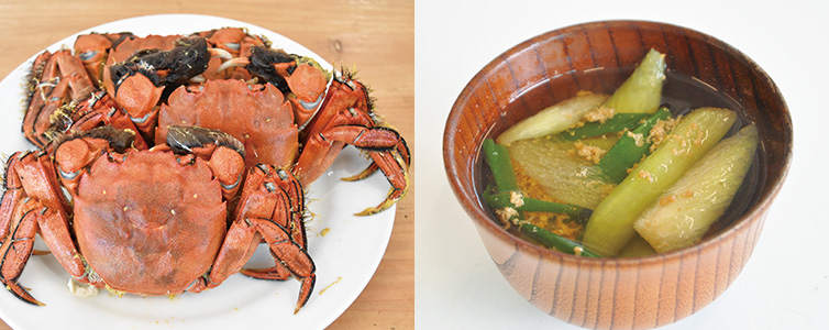 郷土料理 つがに汁 塩ゆで