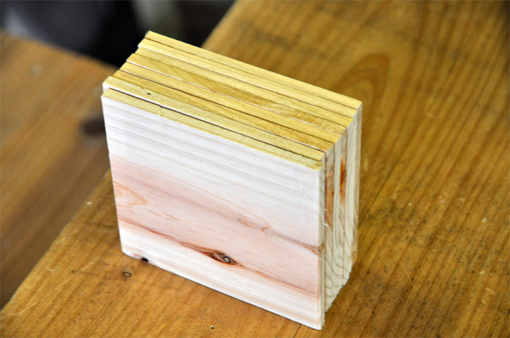 建築用木材の端材や間伐材を使用